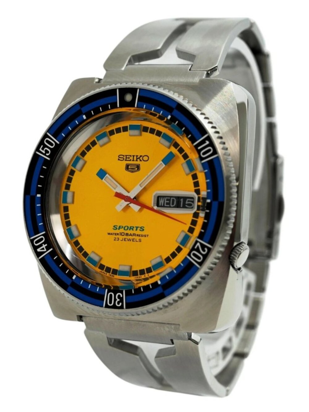 Seiko 1997 Men's 40.5mm Sport Rally Re-Issue SBSS021 Yellow SS Watch 7S36-008A!
